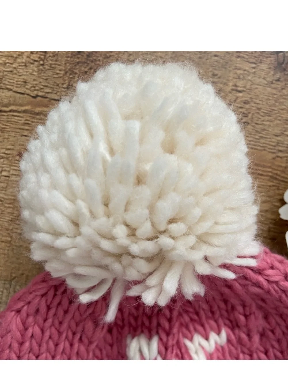 Beanie Hats (2) Hand Knit Cozy 2 HATS INFANT + Toddler Pom Pom Valentines Day